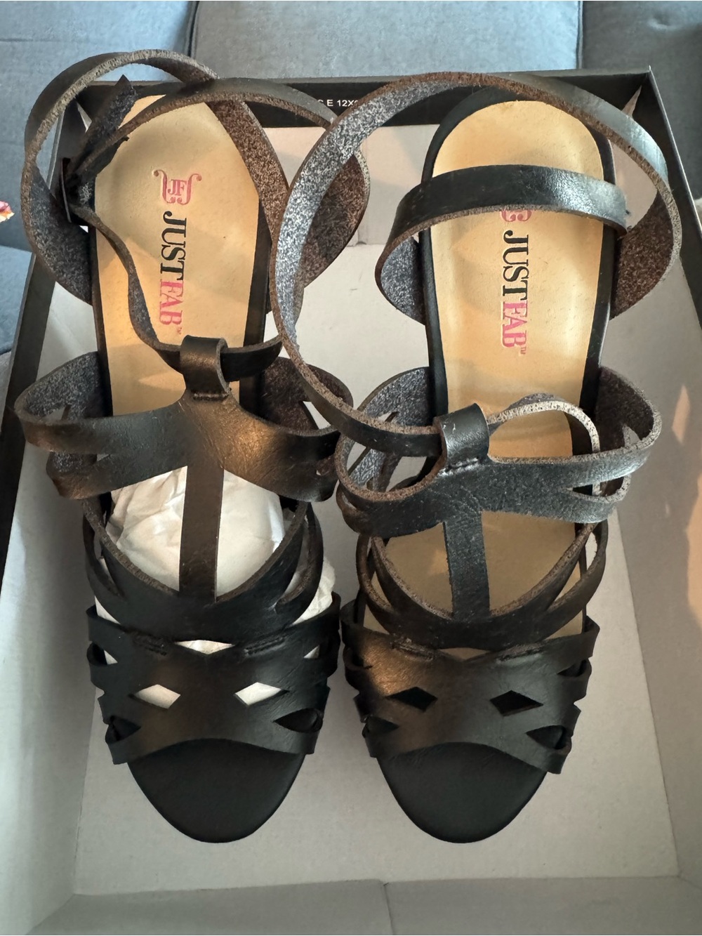 JustFab Black Multi-Strap Gladiator Heels